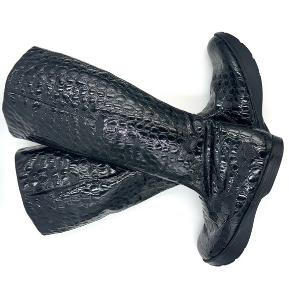 Kalso Earth Shiny Alligator Skin Pattern Boots size 6.5 Women black Mid-Calf - Picture 7 of 16